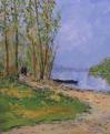Promeneurs sur les bords de Loire    73 cm x 60 cm
