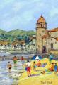 Dimanche a la plage  Collioure   35 x 24 