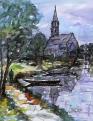 Chalonnes sur Loire Aquarelle et crayon feutre 70 x 55