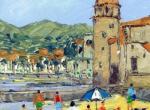 Dimanche a la plage  Collioure   35 x 24 