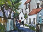 Promeneurs a Noirmoutier Aquarelle 63 x 47