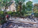 Promeneurs a Trélazé Aquarelle