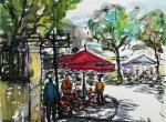 Marché aux fleurs ( Angers ) Aquarelle et Fusain  62 x 43