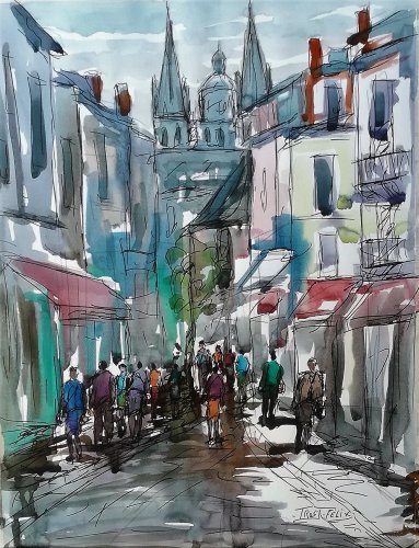 Angers Aquarelle et Feutre 63 x 48