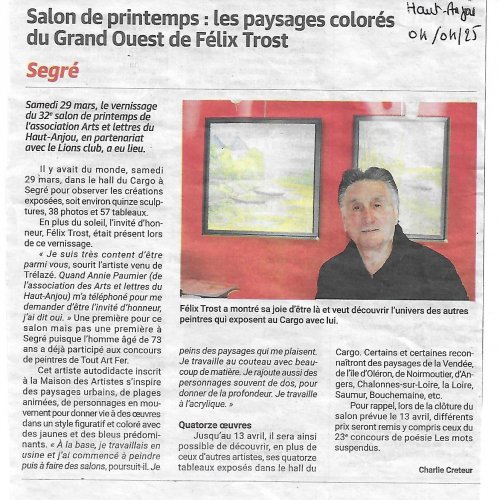 Article de presse expo Segré 04 .04 .2025