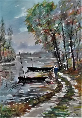 Bord de Loire Aquarelle 63 x 46 