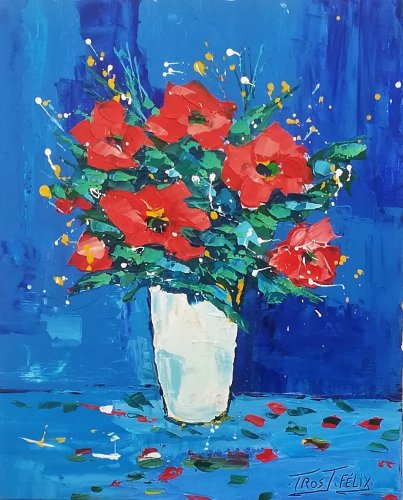 Fleurs au vase blanc 41 x 33
