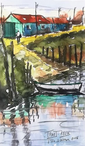 L'ile d'Oléron   40 x 29.. Aquarelle et Feutre