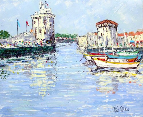 Peinture a l'atelier ...Tableau  La Rochelle  46 x 38