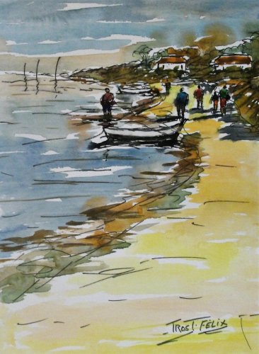 L'ile d'Oléron Feutre et Aquarelle  28 x 21