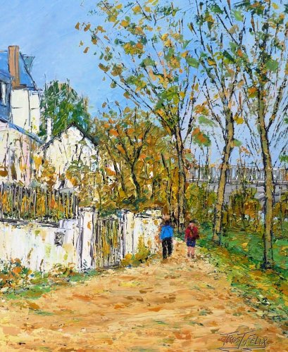 Promeneurs a Bouchemaine ( Maine et loire ) 55 x 46