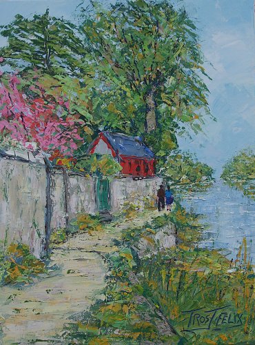 Promeneurs a Sainte Gémmes sur Loire 30 x 40