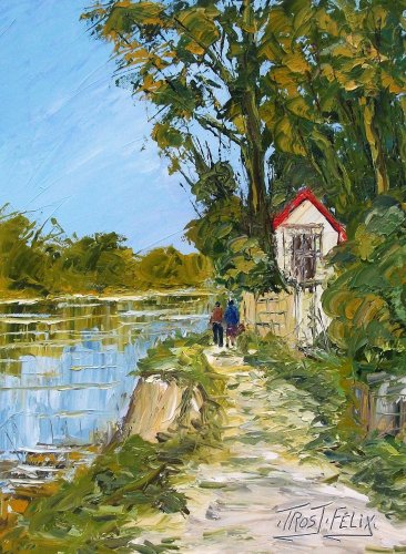 Promeneurs a Sainte Gemmes sur Loire 40 x 30