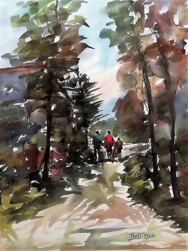 Promeneurs en Anjou  63 x 48