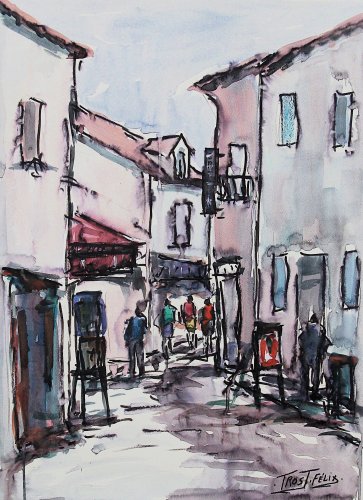 Saint Gilles Croix de Vie  Aquarelle et Feutre 56 x 41