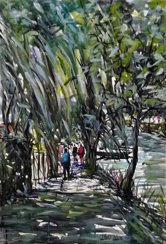 Sous les arbres ( Marais Poitevin ) 60 cm x 45 cm