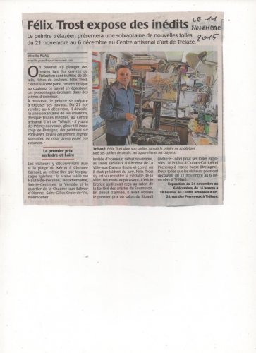 Article de presse Expo centre Artisanal d'art Trélazé Novembre 2015