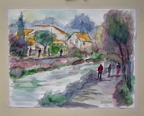Paysage de Magné . Deuxième prix d'aquarelle au festival international de peinture a Magné  ( Deux Sèvres ) 23 Juillet 2017..